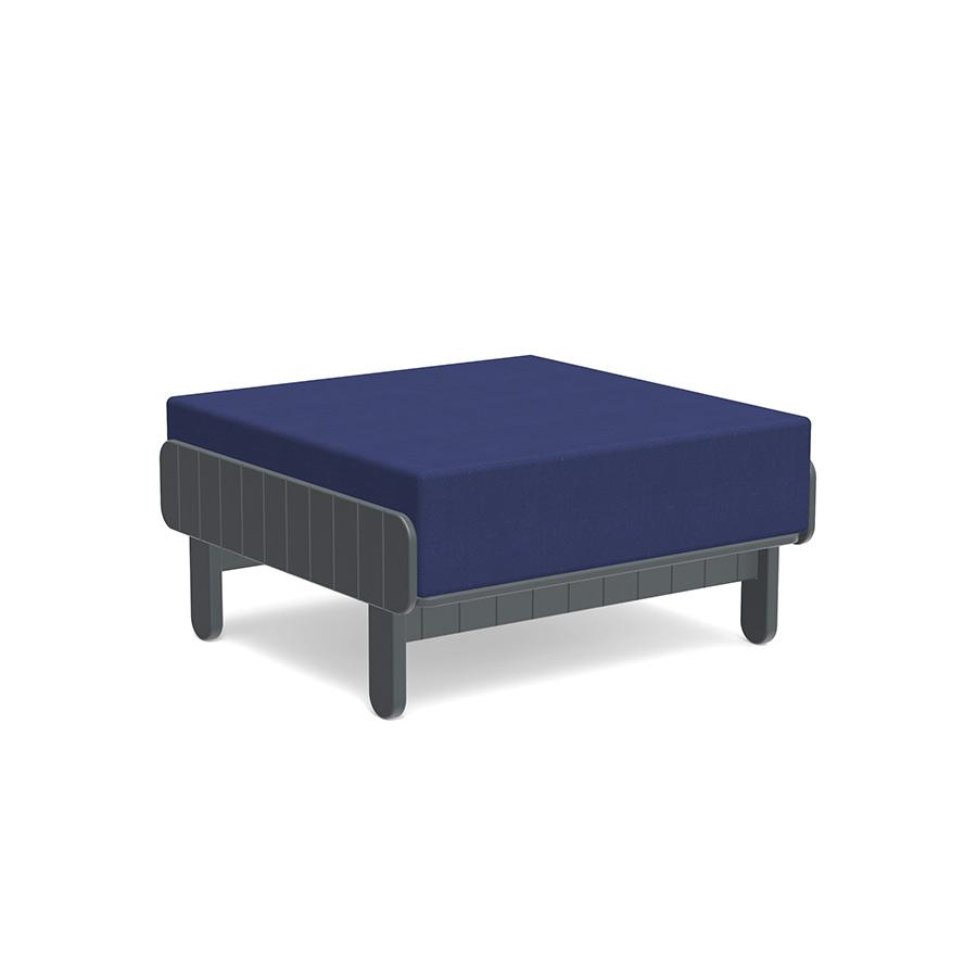 Sunnyside Ottoman Ottomans Loll Designs Charcoal Grey Canvas Navy 