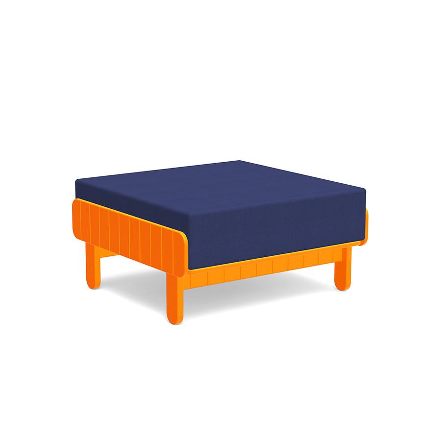 Sunnyside Ottoman Ottomans Loll Designs Sunset Orange Canvas Navy 