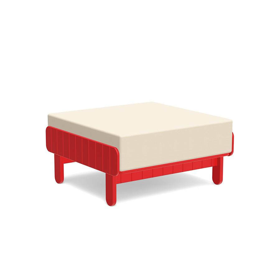 Sunnyside Ottoman Ottomans Loll Designs Apple Red Canvas Flax 