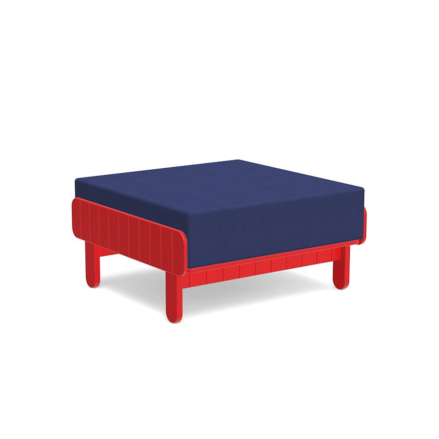 Sunnyside Ottoman Ottomans Loll Designs Apple Red Canvas Navy 