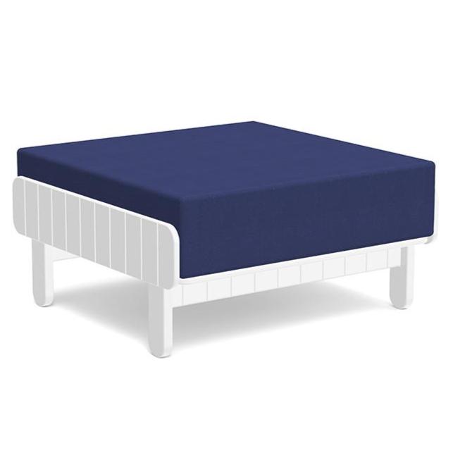 Sunnyside Ottoman Ottomans Loll Designs Cloud White Canvas Navy 