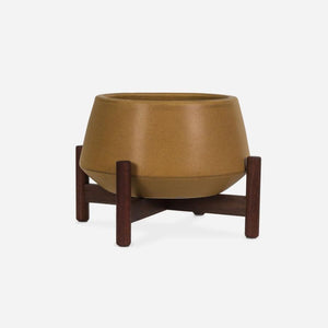 Case Study Ceramic Diamond Table Top with Wood Stand Outdoors Modernica Mustard 