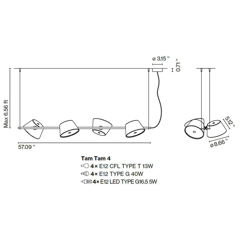 Tam Tam 4 - Linear Suspension Light suspension lamps Marset 