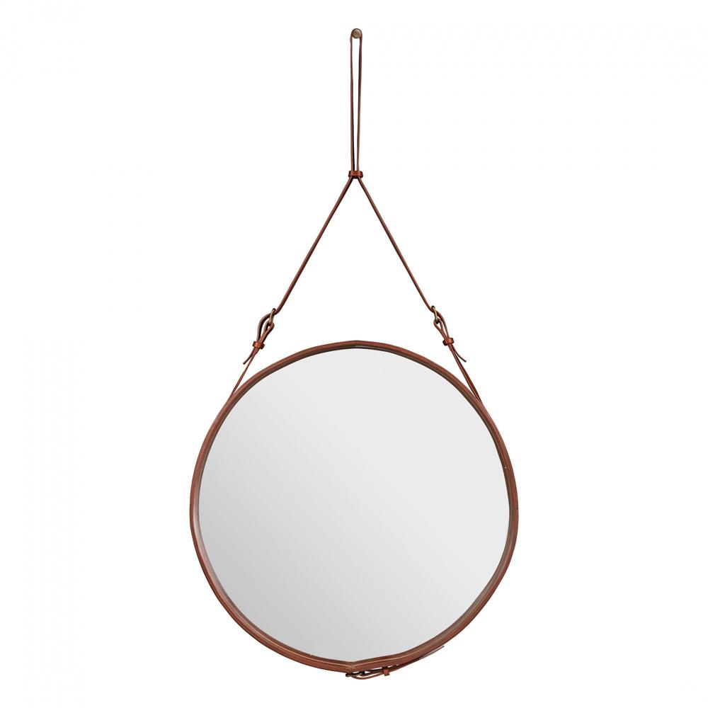 Adnet Circulaire Mirror mirror Gubi Large Tan Leather 