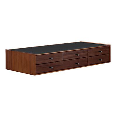 Nelson Miniature Chest 6 Drawer Without Pedestal storage herman miller Teak and Dark Brown Teak +$500.00 Black Black