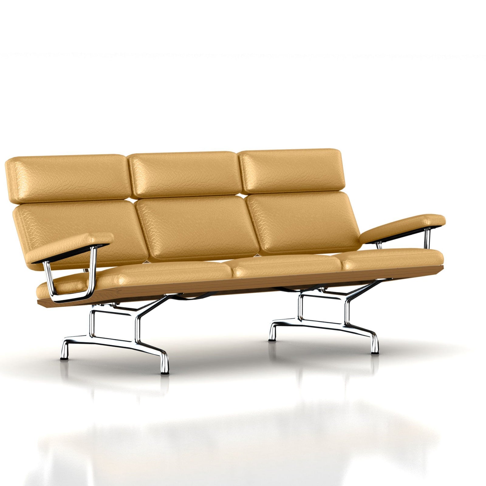 Eames 3-Seat Sofa by Herman Miller Sofa herman miller Teak + $600.00 Honey Leather 