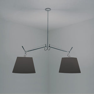 Tolomeo Double Shade Suspension Lamp hanging lamps Artemide 17" Black Fabric 