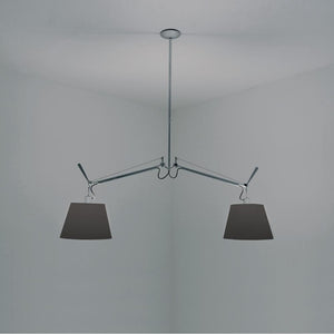 Tolomeo Double Shade Suspension Lamp hanging lamps Artemide 12" Black Fabric 