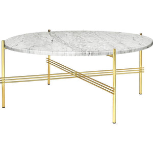 TS Round Coffee Table - Marble Top Tables Gubi Brass White Carrara Marble Medium: Dia 31.5"