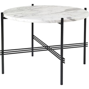 TS Round Coffee Table - Marble Top Tables Gubi Black White Carrara Marble Small: Dia 21.7"