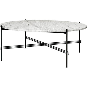 TS Round Coffee Table - Marble Top Tables Gubi Black White Carrara Marble Large: Dia 41.3"