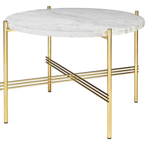 TS Round Coffee Table - Marble Top Tables Gubi Brass White Carrara Marble Small: Dia 21.7"