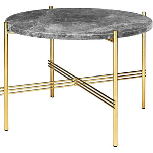 TS Round Coffee Table - Marble Top Tables Gubi Brass Grey Emperador Marble Small: Dia 21.7"