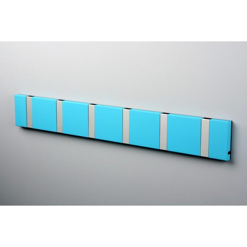 Knax Horizontal Colored Coat Hook Coat Hooks Loca 6 hooks Aluminum Turquoise