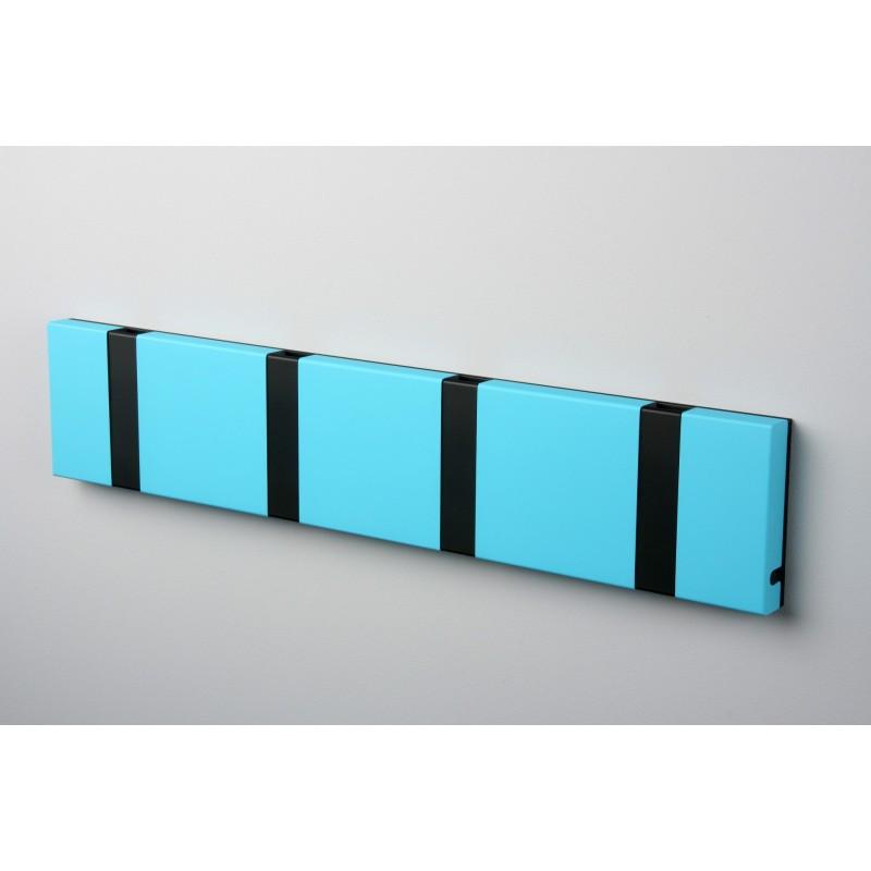 Knax Horizontal Colored Coat Hook Coat Hooks Loca 4 hooks Black Turquoise