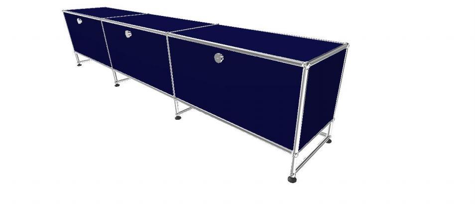 USM TV Media Low- with Short Legs 1.2 storage USM Steel Blue 