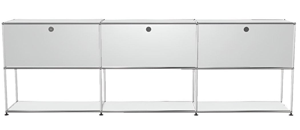 USM Haller Credenza - 6 compartments - 3 open -3 closed - 1.6 storage USM Pure White 