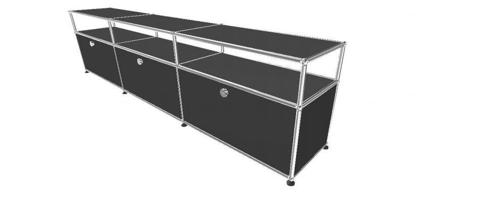 USM Haller TV Media - 6 compartments - 3 short open -3 closed - 1.7 storage USM 