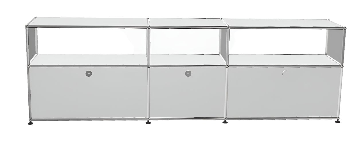 USM Haller TV Media - 6 compartments - 3 tall open -3 closed - 1.8 storage USM Pure White 