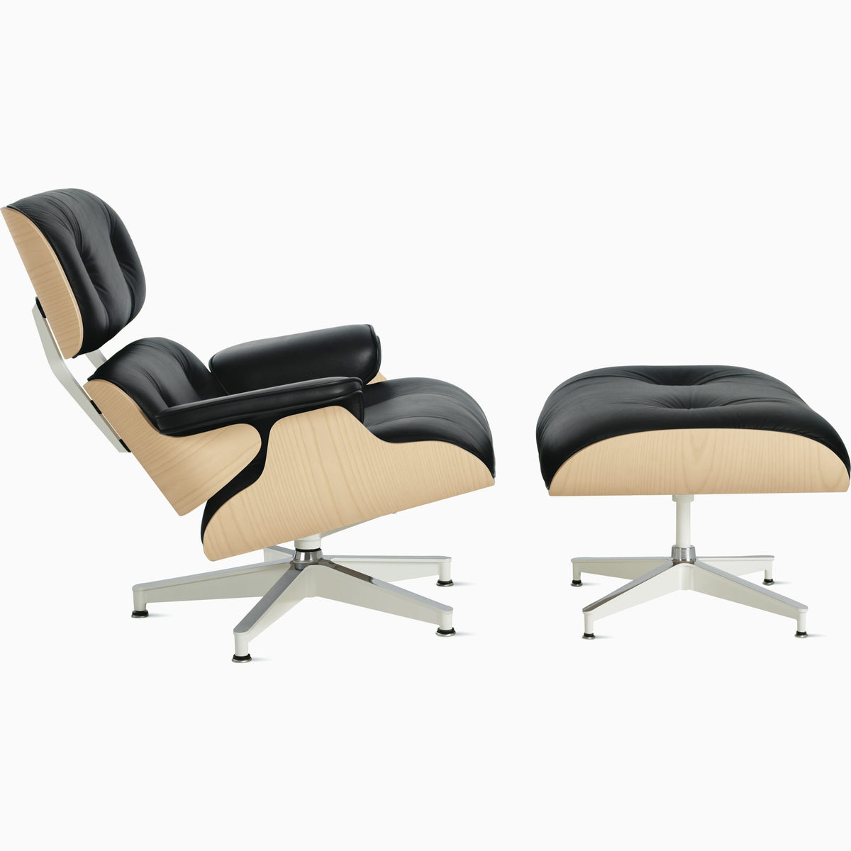 Eames Lounge Chair &amp; Ottoman in White Ash