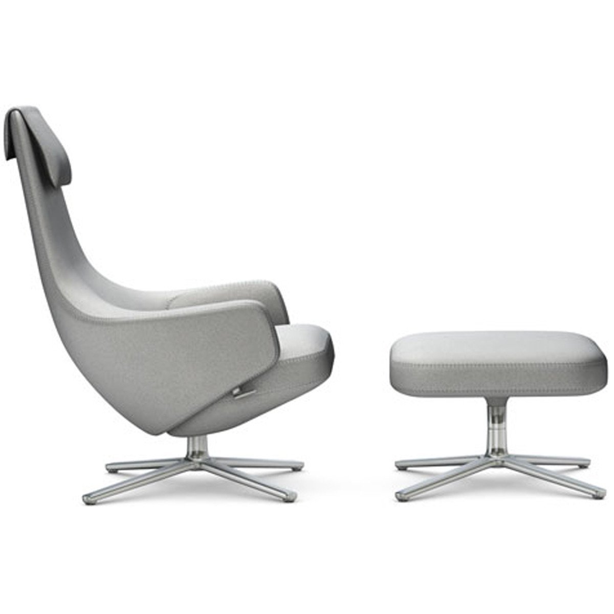 Repos Lounge Chair &amp; Ottoman lounge chair Vitra Polished 16.1-Inch Cosy Contrast - Pebble Grey - 01