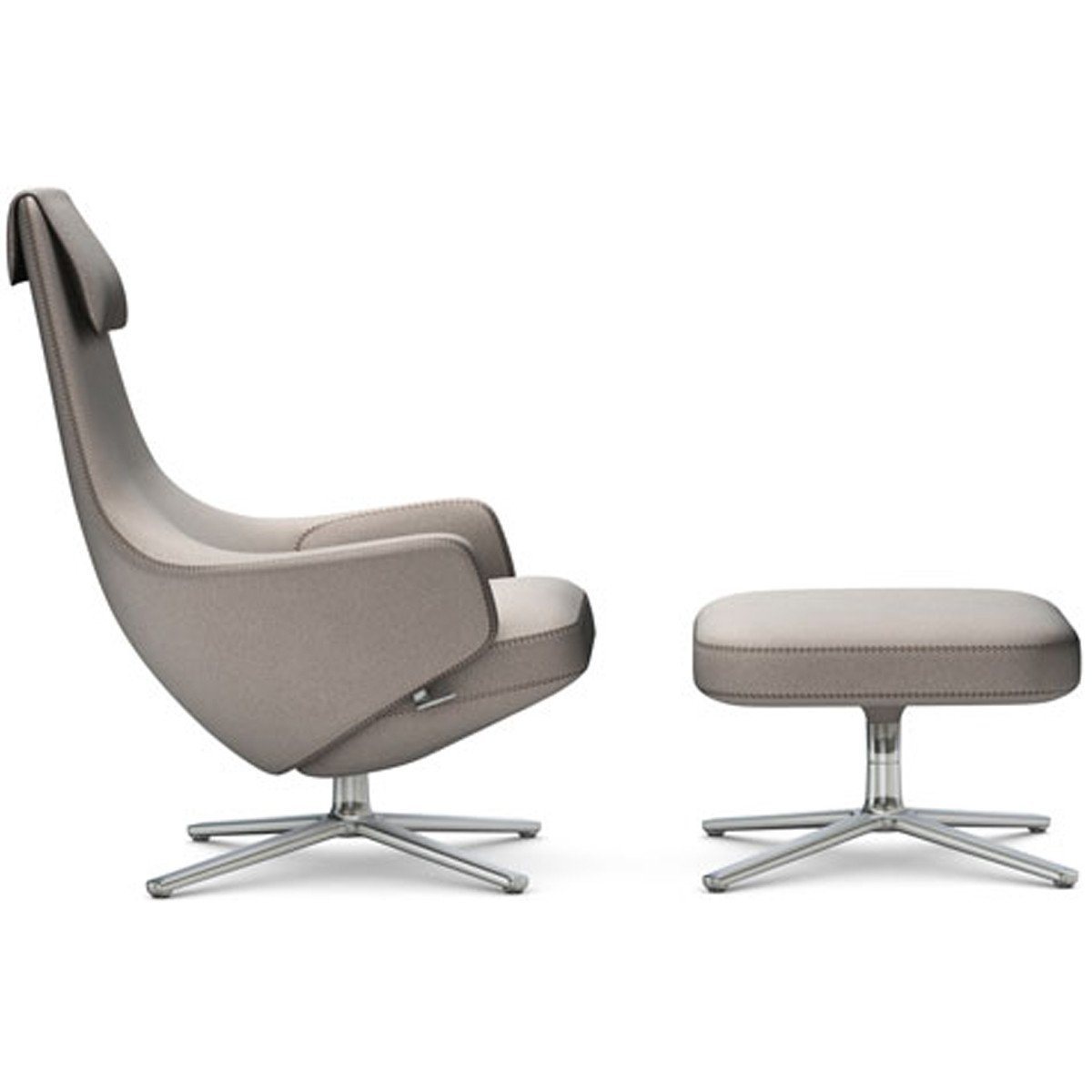 Repos Lounge Chair &amp; Ottoman lounge chair Vitra Polished 16.1-Inch Cosy Contrast - Fossil - 02