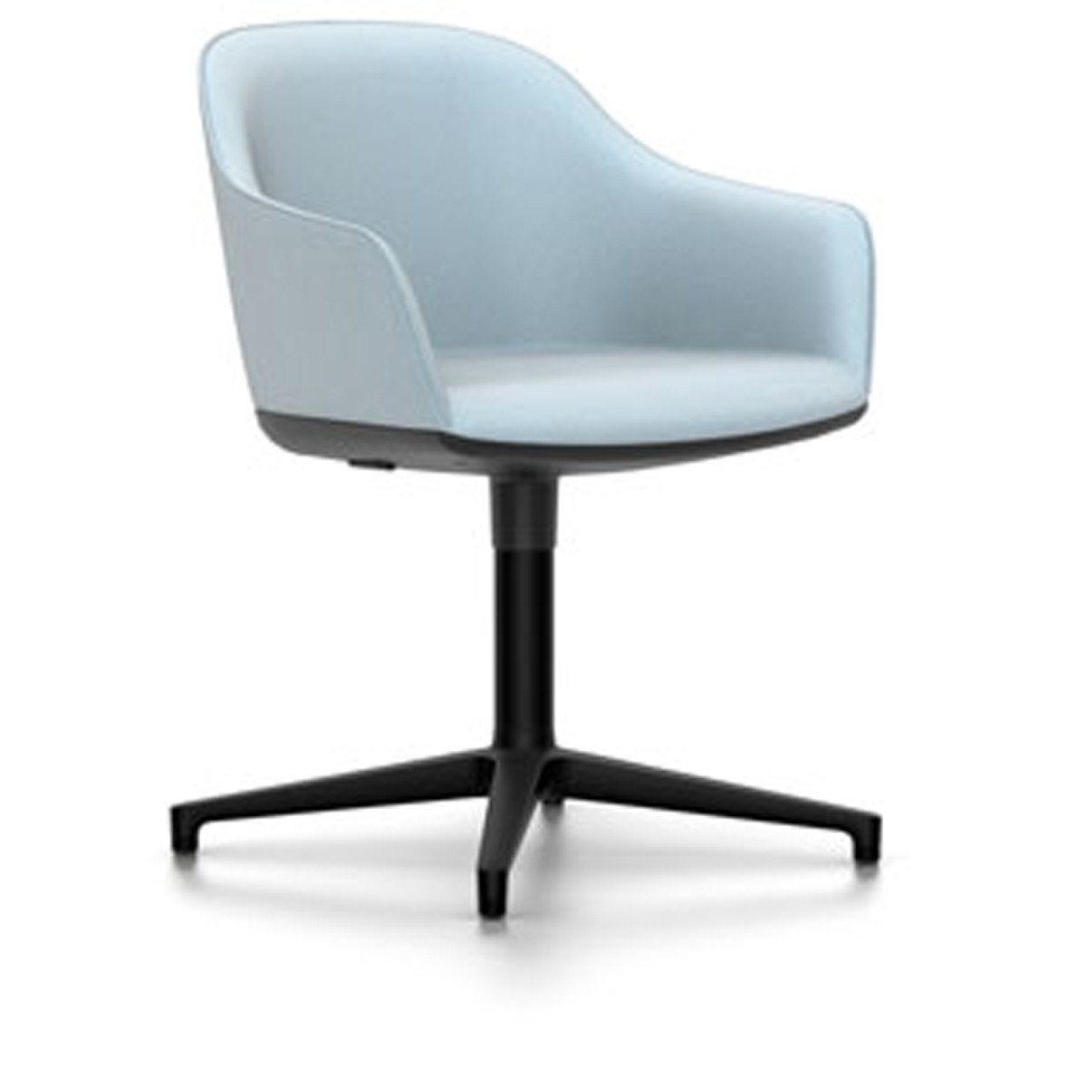 Softshell Chair - Four Star Base Side/Dining Vitra powder-coat basic dark Plano - light grey/ice blue casters hard, braked for carpet