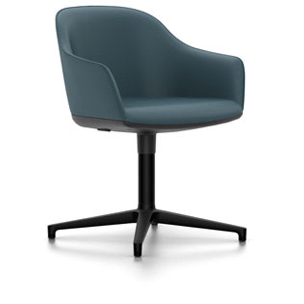 Softshell Chair - Four Star Base Side/Dining Vitra powder-coat basic dark Plano - nero/ice blue casters hard, braked for carpet