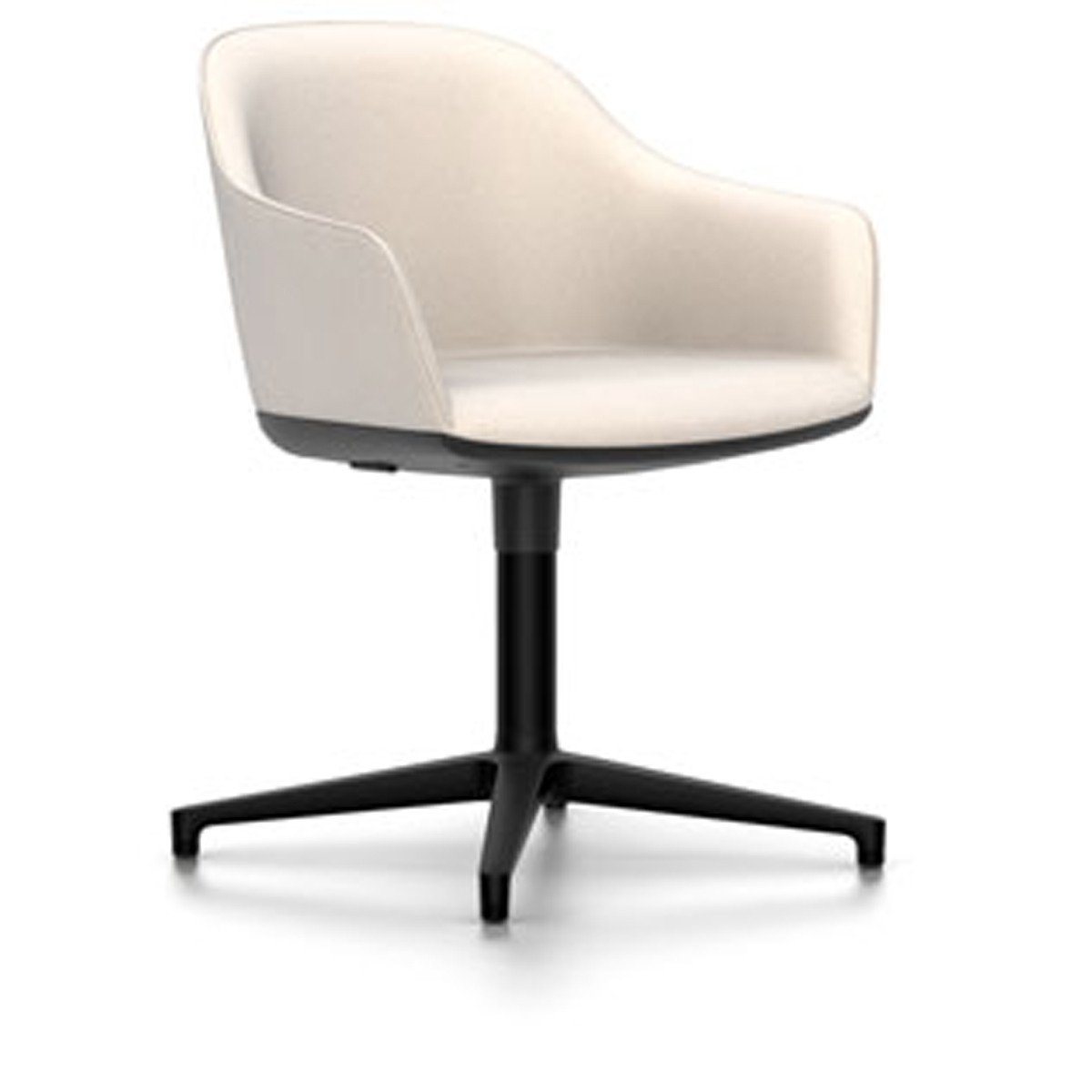 Softshell Chair - Four Star Base Side/Dining Vitra powder-coat basic dark Plano - parchment/cream white casters hard, braked for carpet