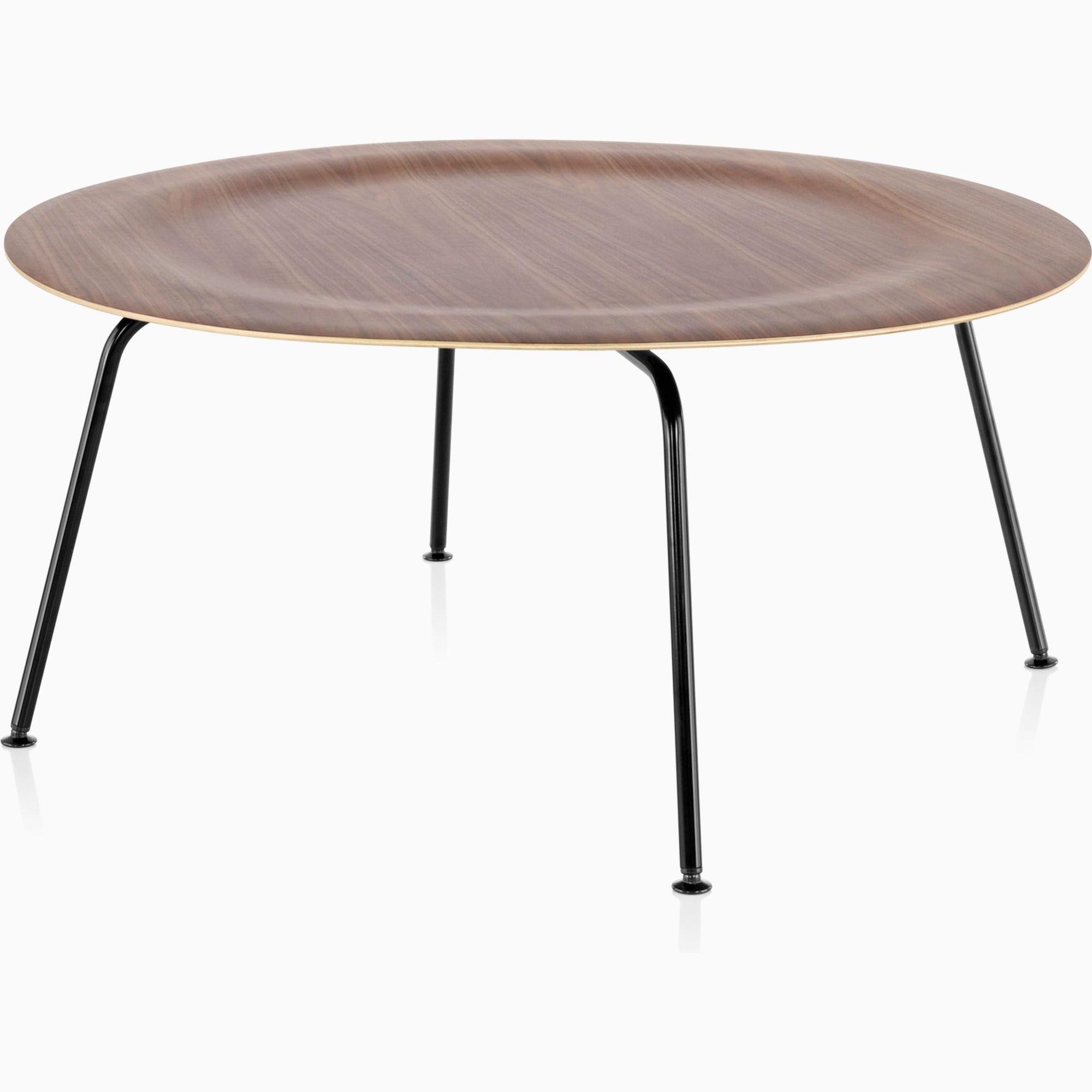 Eames Molded Plywood Coffee Table - Metal Base Coffee Tables herman miller Walnut Black Base 