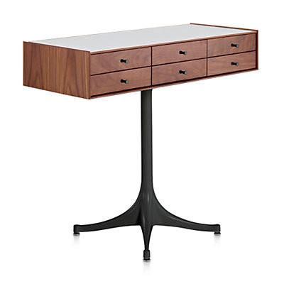 Nelson Miniature Chest 6 Drawer With Pedestal storage herman miller Walnut Studio White Black