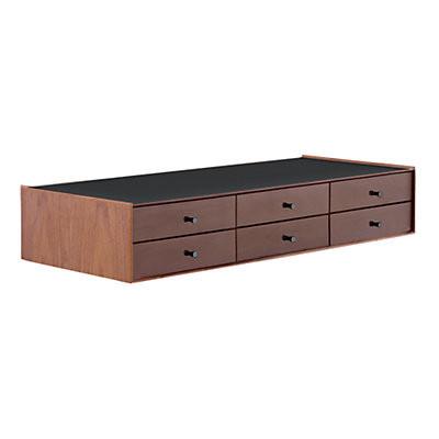 Nelson Miniature Chest 6 Drawer Without Pedestal storage herman miller Walnut and Dark Brown Walnut Black Black