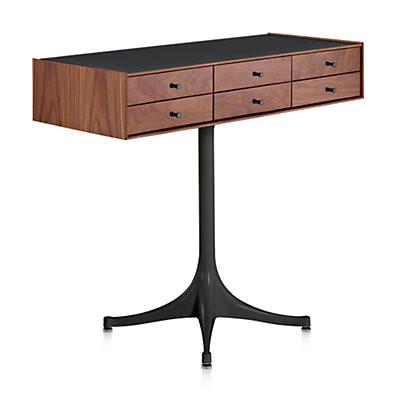 Nelson Miniature Chest 6 Drawer With Pedestal storage herman miller Walnut Black Black