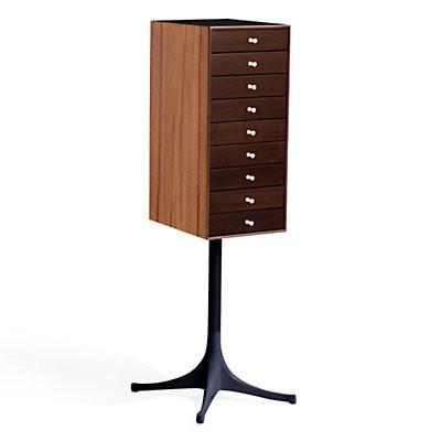 Nelson Miniature Chest 9 Drawer With Pedestal storage herman miller Walnut and Dark Brown Walnut Black Studio White