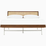 Nelson Thin Edge Bed - H Frame Legs Beds herman miller King Size Natural Cane Headboard Walnut Frame