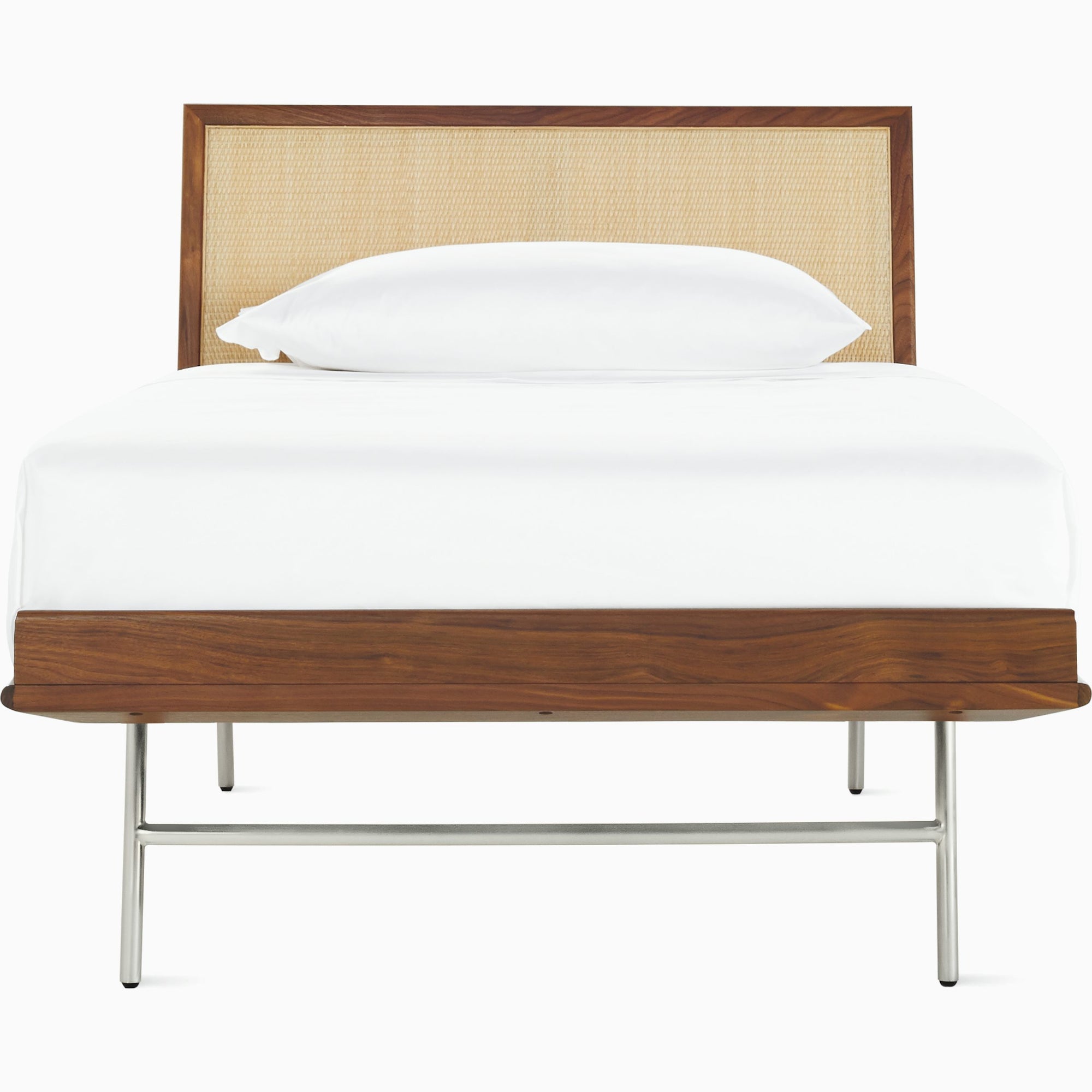 Nelson Thin Edge Bed - H Frame Legs Beds herman miller Twin Size Natural Cane Headboard Walnut Frame