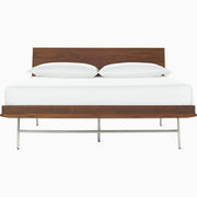 Nelson Thin Edge Bed - H Frame Legs Beds herman miller Full Size Veneer Headboard Walnut Frame