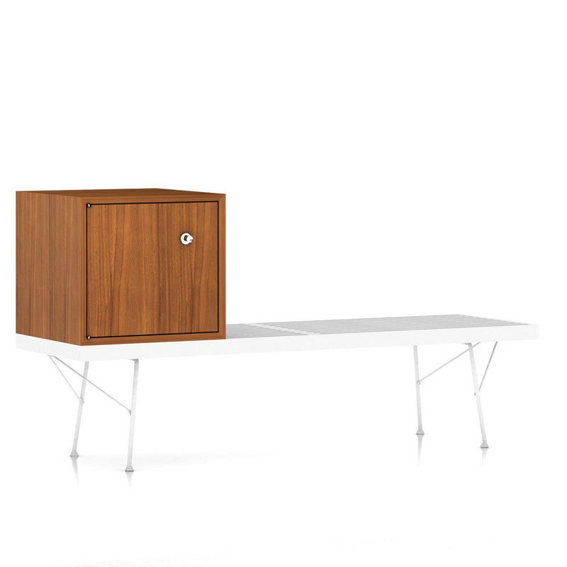 Nelson Basic Cabinet Small by Herman Miller side/end table herman miller Closed Cabinet, Left-Hinged Door Platform Bench-Mount Base Light Brown Walnut Veneer