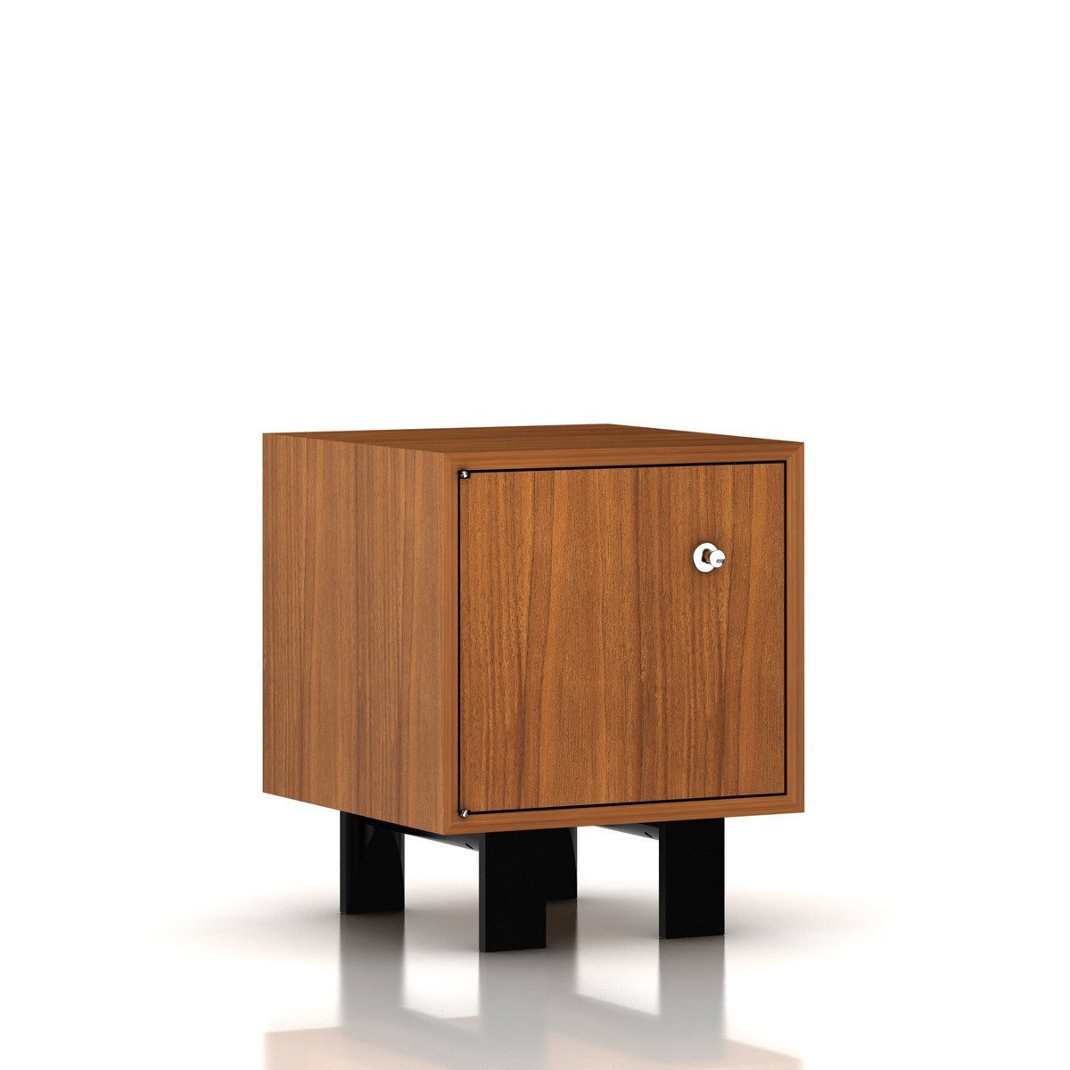 Nelson Basic Cabinet Small by Herman Miller side/end table herman miller Closed Cabinet, Left-Hinged Door Wood Leg, 5.5 High Light Brown Walnut Veneer