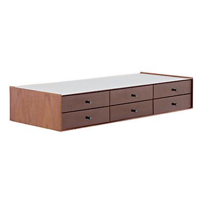 Nelson Miniature Chest 6 Drawer Without Pedestal storage herman miller Walnut and Dark Brown Walnut Studio White Black