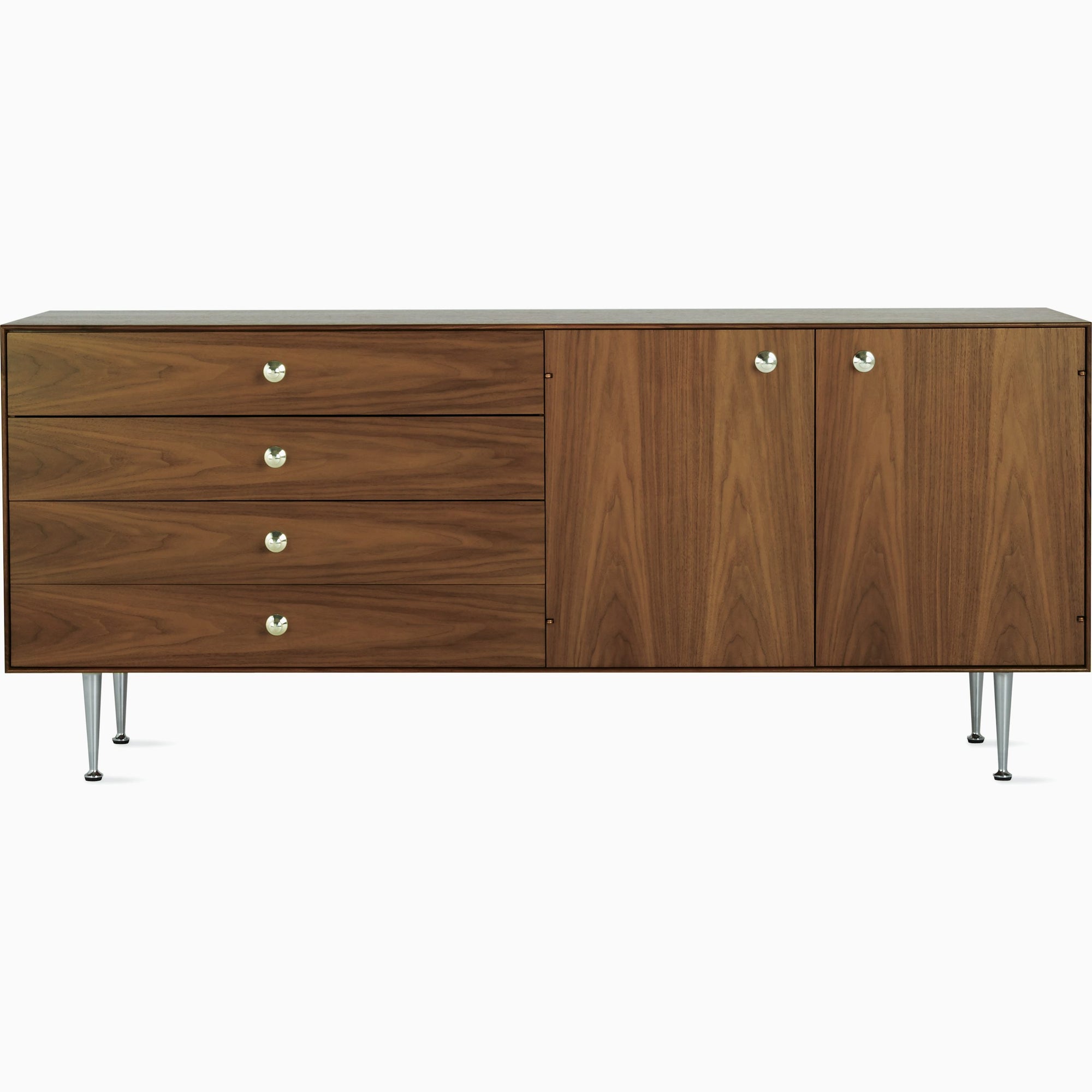 Nelson Thin Edge Buffet storage herman miller Silver Aluminum Pulls Walnut Case Finish Unfinished (Matte Black) Back