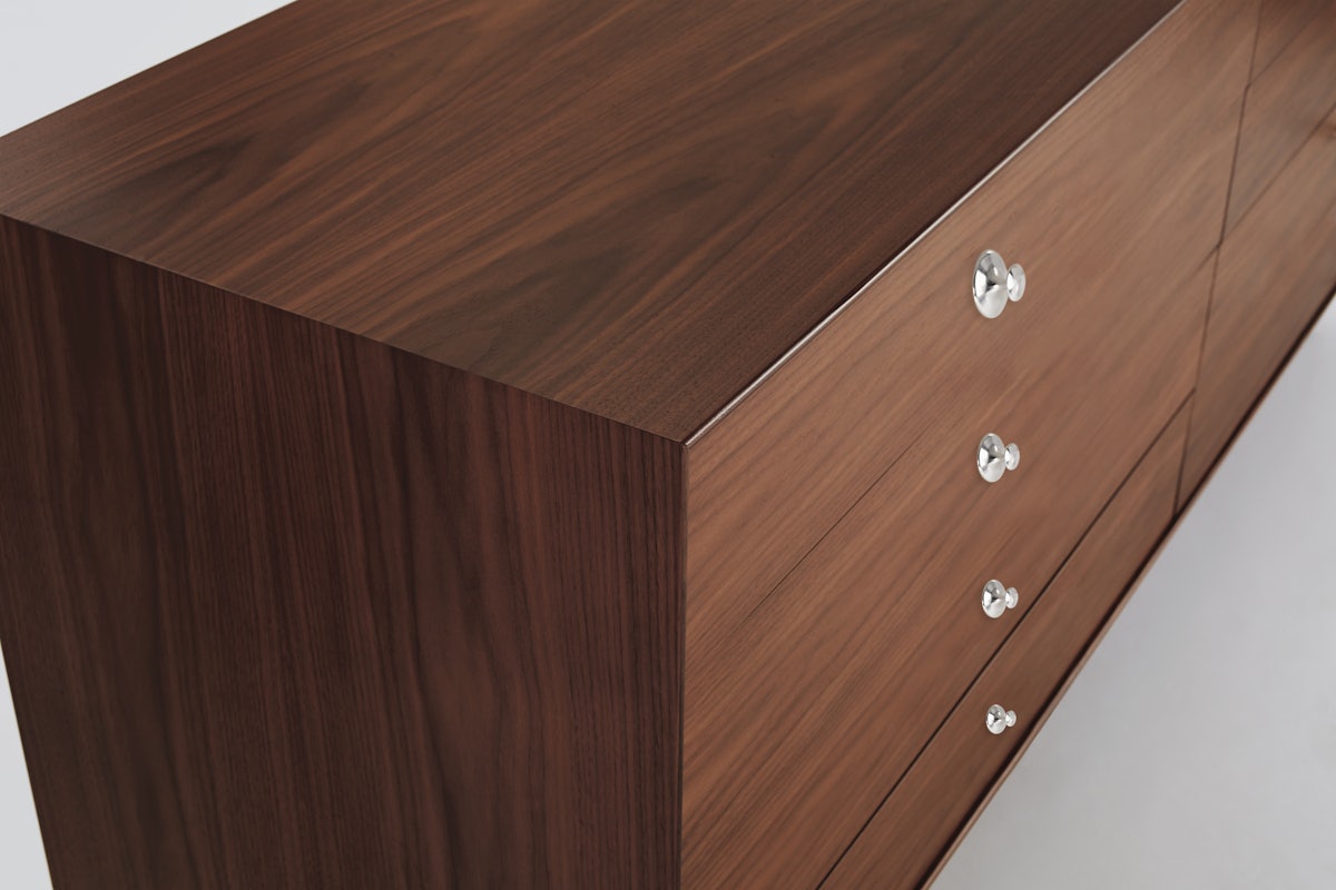 Nelson Thin Edge Double Dresser storage herman miller Silver Aluminum Alloy Pulls Walnut - Matching Finished Back +$211.65 