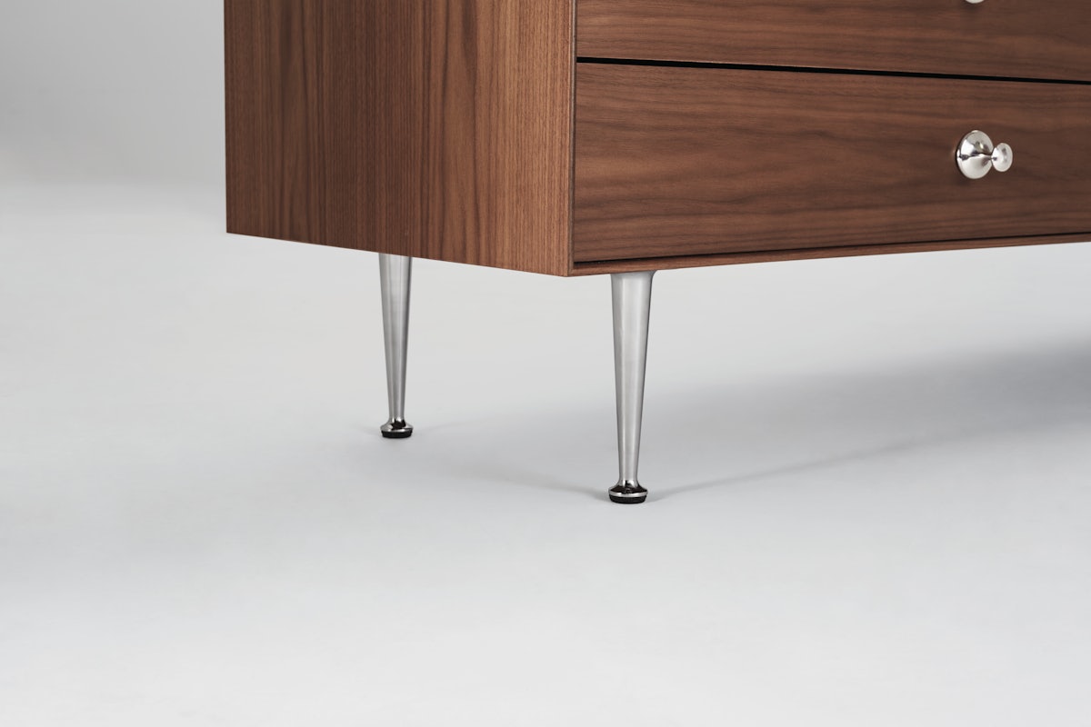 Nelson Thin Edge Double Dresser storage herman miller Silver Aluminum Alloy Pulls Walnut Unfinished Matte Black Back 