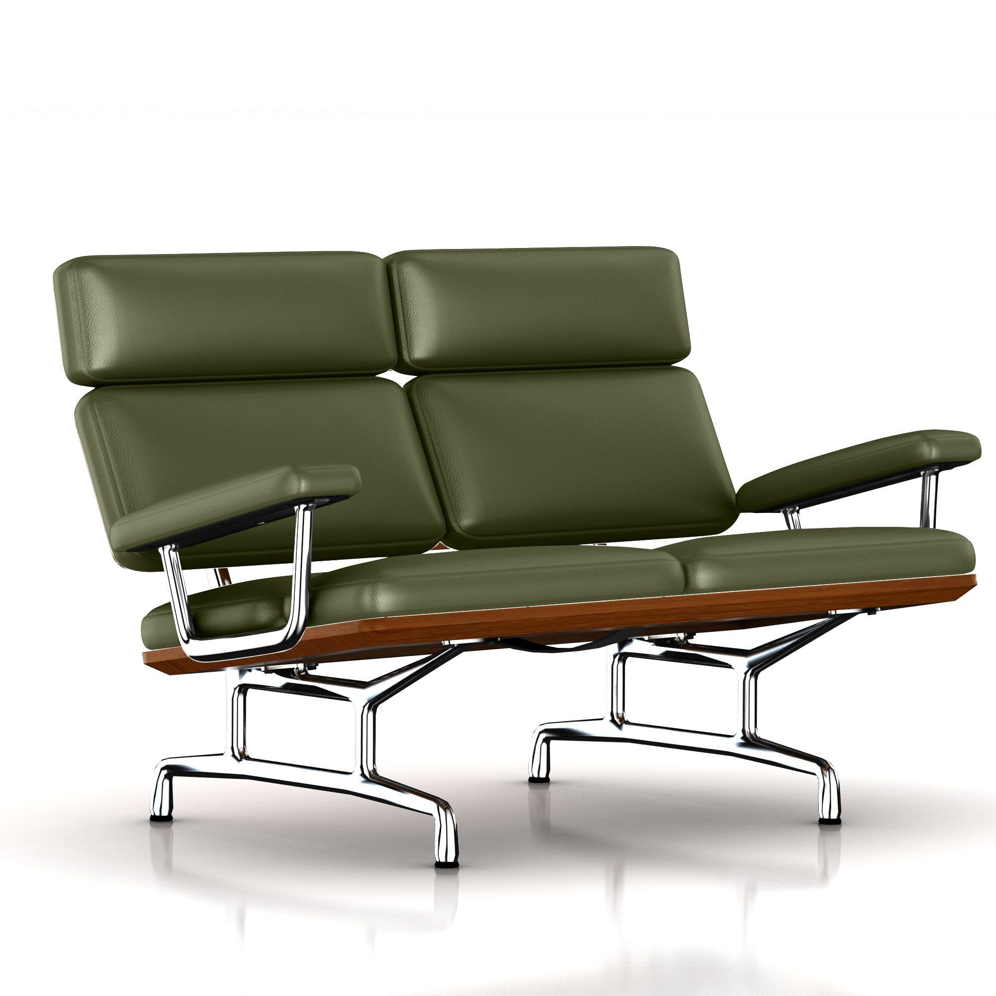 Eames 2-Seat Sofa by Herman Miller Sofa herman miller Walnut Olive Leather 