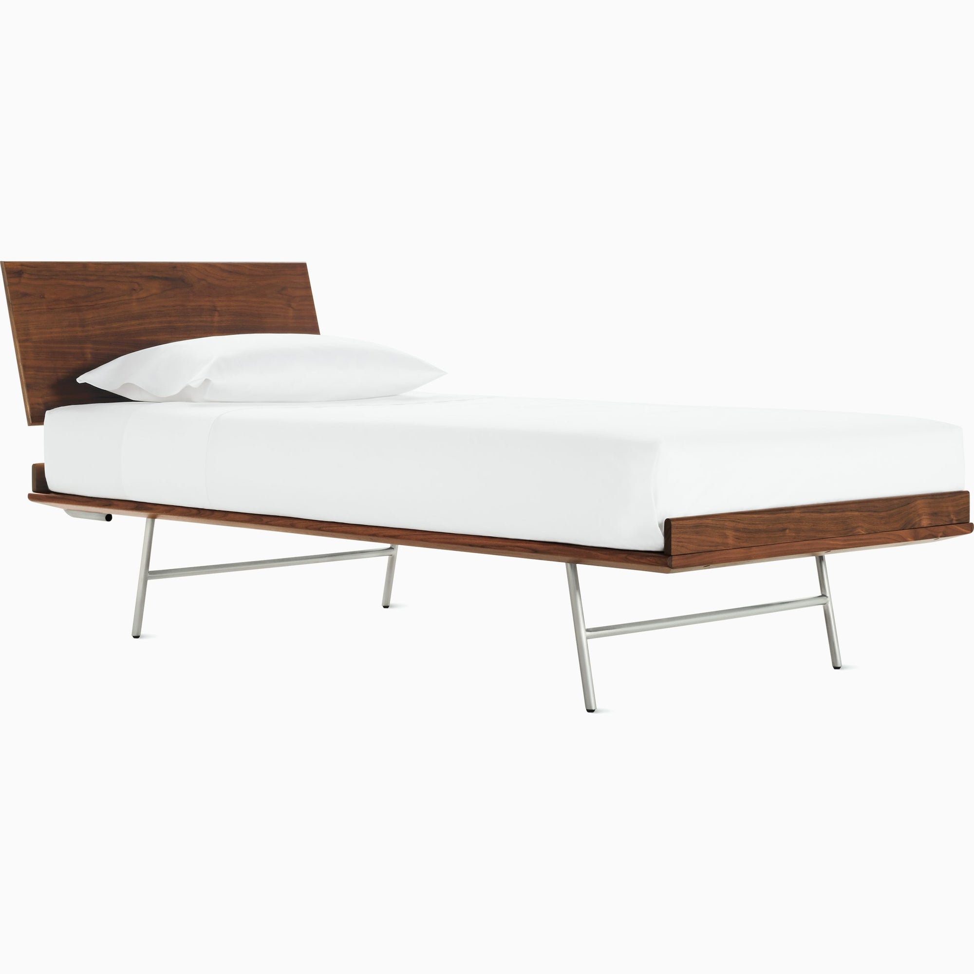 Nelson Thin Edge Bed - H Frame Legs Beds herman miller Twin Size Veneer Headboard Walnut Frame