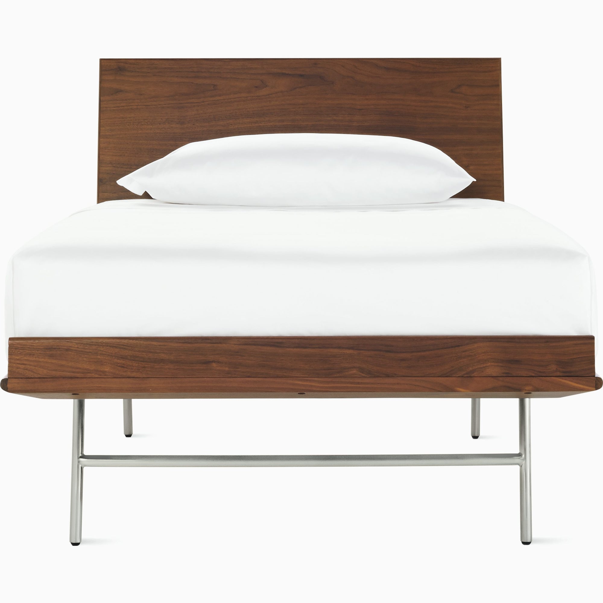 Nelson Thin Edge Bed - H Frame Legs Beds herman miller Twin Size Veneer Headboard Walnut Frame