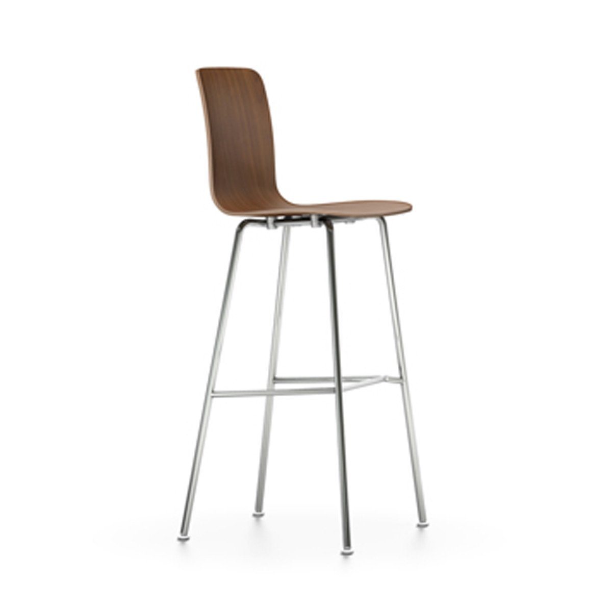 HAL Ply Stool High bar seating Vitra walnut black pigmented white hard glides (standard)