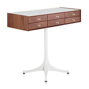 Nelson Miniature Chest 6 Drawer With Pedestal storage herman miller Walnut Studio White Polished Aluminum