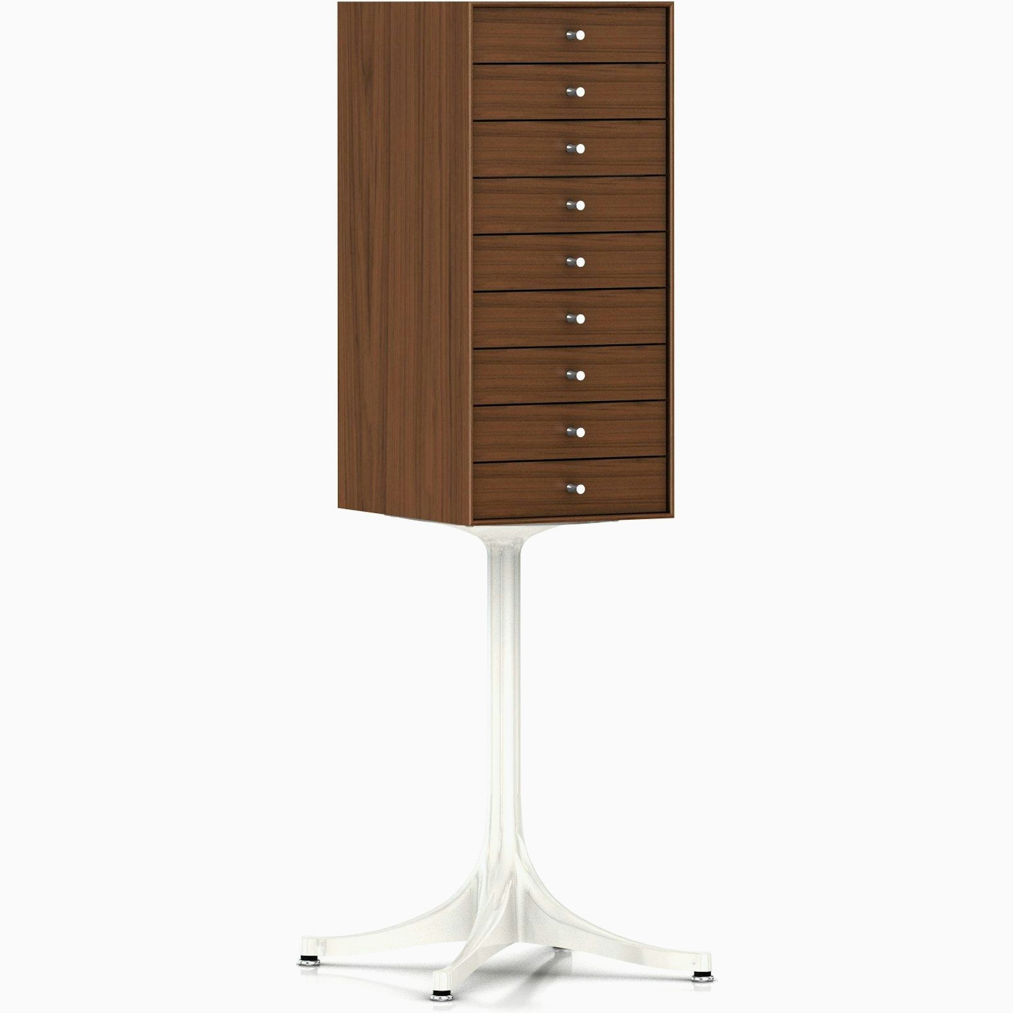 Nelson Miniature Chest 9 Drawer With Pedestal storage herman miller Walnut Studio White Polished Aluminum +$40.00