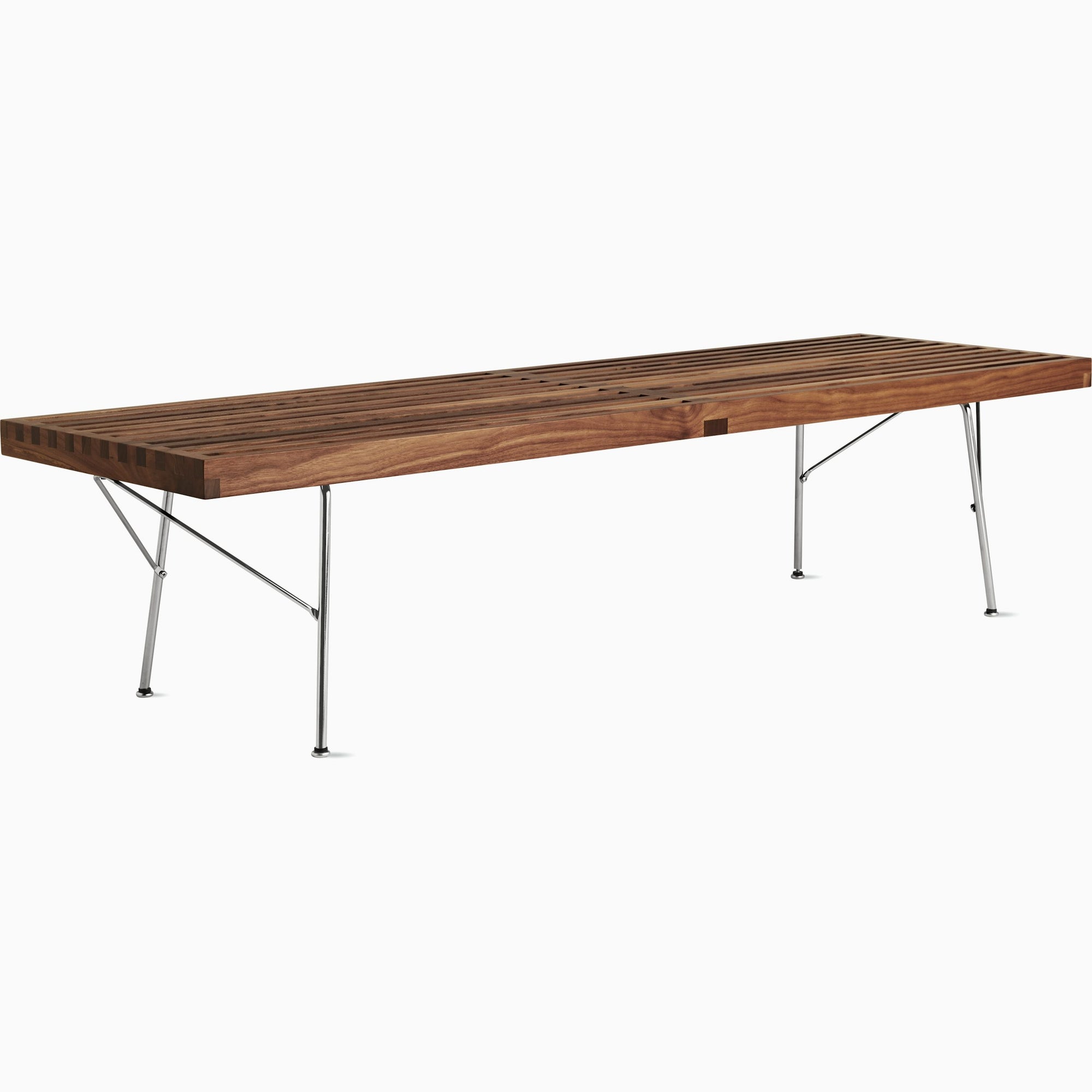 Nelson Platform Bench - Metal Legs Benches herman miller 60 Wide Metal Base Walnut Slat